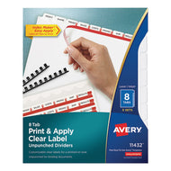 Avery® wholesale. AVERY Print And Apply Index Maker Clear Label Unpunched Dividers, 8tab, Letter, 5 Sets. HSD Wholesale: Janitorial Supplies, Breakroom Supplies, Office Supplies.