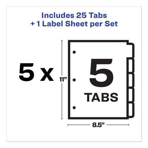 Avery® wholesale. AVERY Print And Apply Index Maker Clear Label Dividers, 5 White Tabs, Letter, 5 Sets. HSD Wholesale: Janitorial Supplies, Breakroom Supplies, Office Supplies.