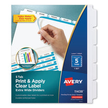 Load image into Gallery viewer, Avery® wholesale. AVERY Print And Apply Index Maker Clear Label Dividers, 5 White Tabs, Letter. HSD Wholesale: Janitorial Supplies, Breakroom Supplies, Office Supplies.