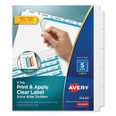 Avery® wholesale. AVERY Print And Apply Index Maker Clear Label Dividers, 5 White Tabs, Letter, 5 Sets. HSD Wholesale: Janitorial Supplies, Breakroom Supplies, Office Supplies.