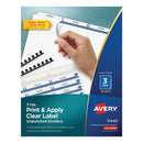Avery® wholesale. AVERY Print And Apply Index Maker Clear Label Unpunched Dividers, 3-tab, Ltr, 25 Sets. HSD Wholesale: Janitorial Supplies, Breakroom Supplies, Office Supplies.