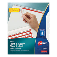 Avery® wholesale. AVERY Print And Apply Index Maker Clear Label Plastic Dividers With Printable Label Strip, 8-tab, 11 X 8.5, Translucent, 1 Set. HSD Wholesale: Janitorial Supplies, Breakroom Supplies, Office Supplies.