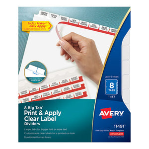 Avery® wholesale. AVERY Print And Apply Index Maker Clear Label Dividers, 8 White Tabs, Letter. HSD Wholesale: Janitorial Supplies, Breakroom Supplies, Office Supplies.