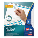 Avery® wholesale. AVERY Print And Apply Index Maker Clear Label Dividers, 5 White Tabs, Letter, 5 Sets. HSD Wholesale: Janitorial Supplies, Breakroom Supplies, Office Supplies.