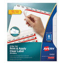 Avery® wholesale. AVERY Print And Apply Index Maker Clear Label Dividers, 8 White Tabs, Letter, 5 Sets. HSD Wholesale: Janitorial Supplies, Breakroom Supplies, Office Supplies.