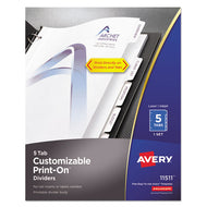 Avery® wholesale. AVERY Customizable Print-on Dividers, 5-tab, Letter. HSD Wholesale: Janitorial Supplies, Breakroom Supplies, Office Supplies.