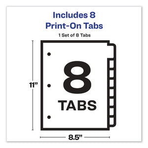 Avery® wholesale. AVERY Customizable Print-on Dividers, 8-tab, Letter. HSD Wholesale: Janitorial Supplies, Breakroom Supplies, Office Supplies.