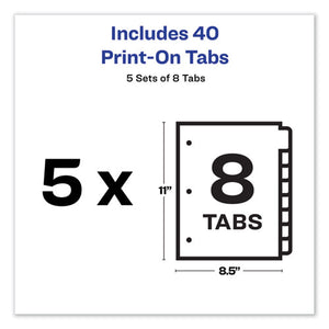 Avery® wholesale. AVERY Customizable Print-on Dividers, 8-tab, Letter, 5 Sets. HSD Wholesale: Janitorial Supplies, Breakroom Supplies, Office Supplies.