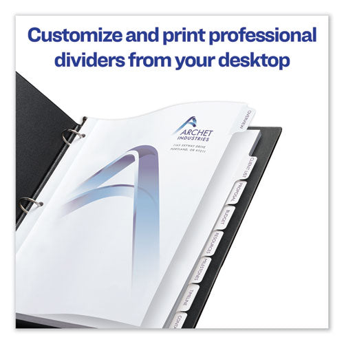 Avery® wholesale. AVERY Customizable Print-on Dividers, 8-tab, Letter, 25 Sets. HSD Wholesale: Janitorial Supplies, Breakroom Supplies, Office Supplies.