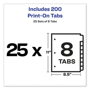 Avery® wholesale. AVERY Customizable Print-on Dividers, 8-tab, Letter, 25 Sets. HSD Wholesale: Janitorial Supplies, Breakroom Supplies, Office Supplies.