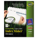 Avery® wholesale. AVERY Index Maker Ecofriendly Print And Apply Clear Label Dividers With White Tabs, 5-tab, 11 X 8.5, White, 5 Sets. HSD Wholesale: Janitorial Supplies, Breakroom Supplies, Office Supplies.