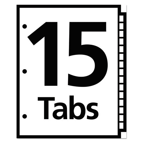 Office Essentials™ wholesale. Table 'n Tabs Dividers, 15-tab, 1 To 15, 11 X 8.5, White, 1 Set. HSD Wholesale: Janitorial Supplies, Breakroom Supplies, Office Supplies.