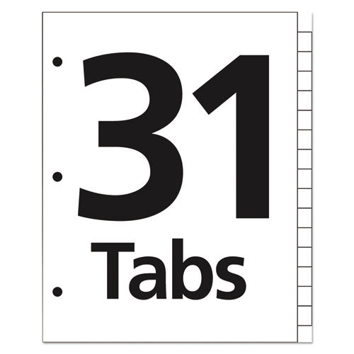 Office Essentials™ wholesale. Table 'n Tabs Dividers, 31-tab, 1 To 31, 11 X 8.5, White, 1 Set. HSD Wholesale: Janitorial Supplies, Breakroom Supplies, Office Supplies.