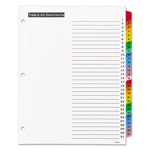 Office Essentials™ wholesale. Table 'n Tabs Dividers, 31-tab, 1 To 31, 11 X 8.5, White, 1 Set. HSD Wholesale: Janitorial Supplies, Breakroom Supplies, Office Supplies.