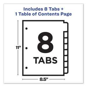 Avery® wholesale. AVERY Customizable Table Of Contents Ready Index Dividers With Multicolor Tabs, 8-tab, 1 To 8, 11 X 8.5, Translucent, 1 Set. HSD Wholesale: Janitorial Supplies, Breakroom Supplies, Office Supplies.