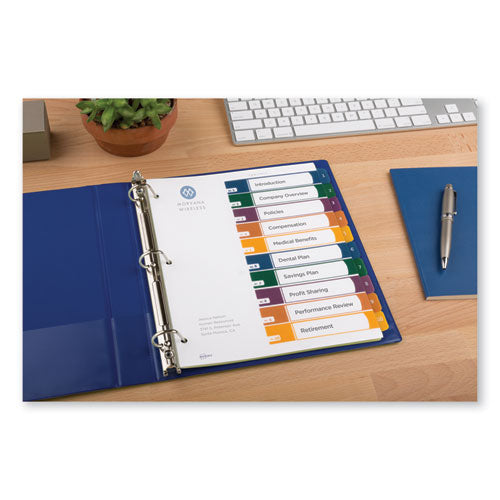 Avery® wholesale. AVERY Customizable Table Of Contents Ready Index Dividers With Multicolor Tabs, 10-tab, 1 To 10, 11 X 8.5, Translucent, 1 Set. HSD Wholesale: Janitorial Supplies, Breakroom Supplies, Office Supplies.