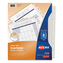 Avery® wholesale. AVERY Insertable Big Tab Plastic Dividers, 8-tab, 11 X 8.5, Clear, 1 Set. HSD Wholesale: Janitorial Supplies, Breakroom Supplies, Office Supplies.