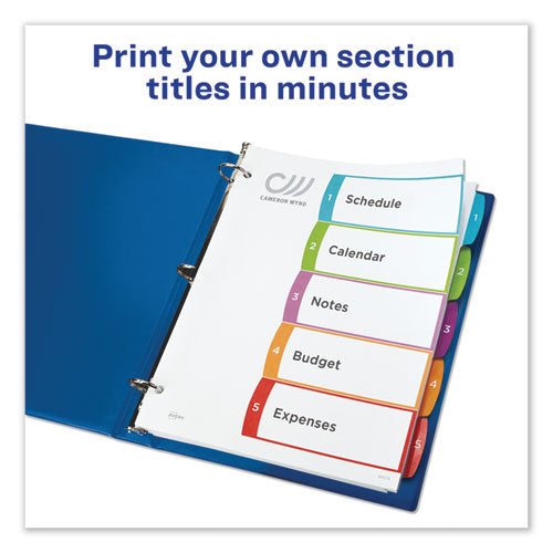 Avery® wholesale. AVERY Customizable Toc Ready Index Multicolor Dividers, 1-5, Letter. HSD Wholesale: Janitorial Supplies, Breakroom Supplies, Office Supplies.