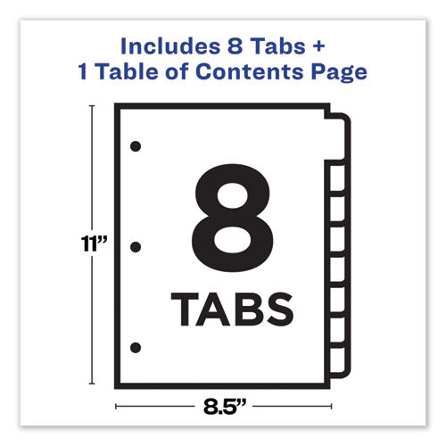 Avery® wholesale. AVERY Customizable Toc Ready Index Multicolor Dividers, 1-8, Letter. HSD Wholesale: Janitorial Supplies, Breakroom Supplies, Office Supplies.