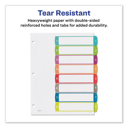 Avery® wholesale. AVERY Customizable Toc Ready Index Multicolor Dividers, 1-8, Letter. HSD Wholesale: Janitorial Supplies, Breakroom Supplies, Office Supplies.