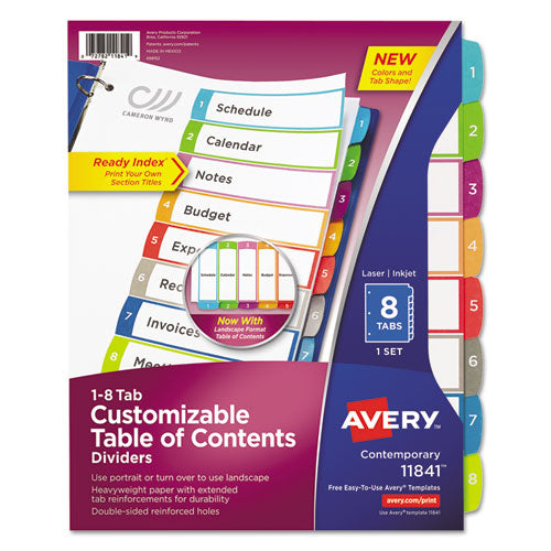 Avery® wholesale. AVERY Customizable Toc Ready Index Multicolor Dividers, 1-8, Letter. HSD Wholesale: Janitorial Supplies, Breakroom Supplies, Office Supplies.