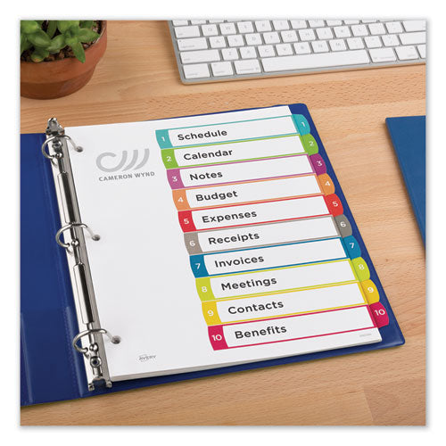 Avery® wholesale. AVERY Customizable Toc Ready Index Multicolor Dividers, 1-10, Letter. HSD Wholesale: Janitorial Supplies, Breakroom Supplies, Office Supplies.