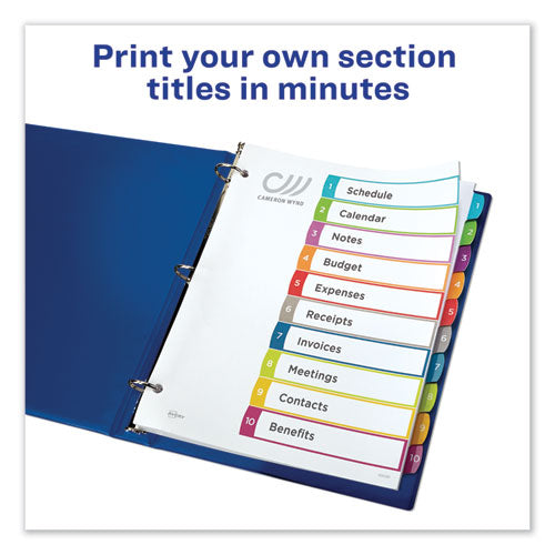 Avery® wholesale. AVERY Customizable Toc Ready Index Multicolor Dividers, 1-10, Letter. HSD Wholesale: Janitorial Supplies, Breakroom Supplies, Office Supplies.