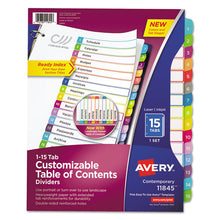 Load image into Gallery viewer, Avery® wholesale. AVERY Customizable Toc Ready Index Multicolor Dividers, 1-15, Letter. HSD Wholesale: Janitorial Supplies, Breakroom Supplies, Office Supplies.