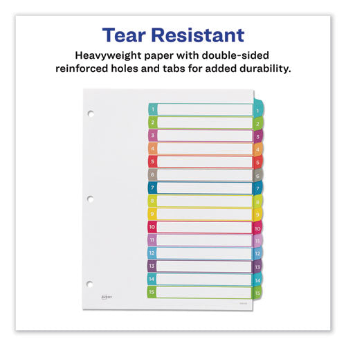 Avery® wholesale. AVERY Customizable Toc Ready Index Multicolor Dividers, 1-15, Letter. HSD Wholesale: Janitorial Supplies, Breakroom Supplies, Office Supplies.