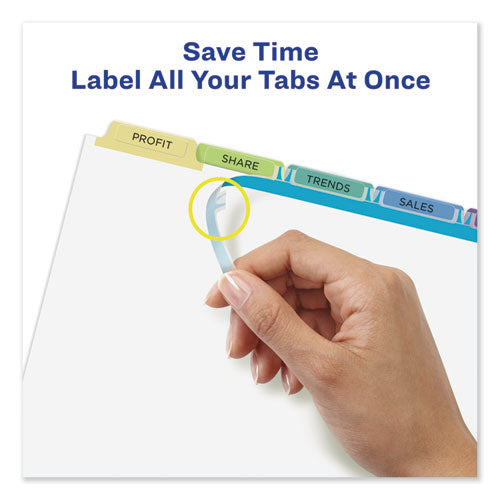 Avery® wholesale. AVERY Print And Apply Index Maker Clear Label Dividers, 5 Color Tabs, Letter, 25 Sets. HSD Wholesale: Janitorial Supplies, Breakroom Supplies, Office Supplies.