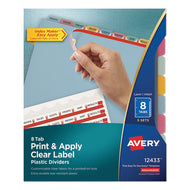 Avery® wholesale. AVERY Print And Apply Index Maker Clear Label Plastic Dividers With Printable Label Strip, 8-tab, 11 X 8.5, Translucent, 5 Sets. HSD Wholesale: Janitorial Supplies, Breakroom Supplies, Office Supplies.