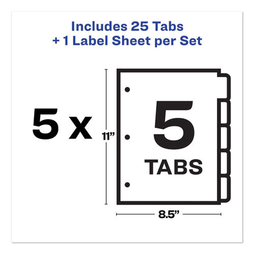 Avery® wholesale. AVERY Print And Apply Index Maker Clear Label Plastic Dividers With Printable Label Strip, 5-tab, 11 X 8.5, Translucent, 5 Sets. HSD Wholesale: Janitorial Supplies, Breakroom Supplies, Office Supplies.