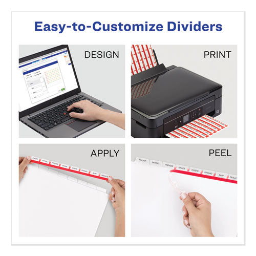 Avery® wholesale. AVERY Print And Apply Index Maker Clear Label Plastic Dividers With Printable Label Strip, 8-tab, 11 X 8.5, Translucent, 5 Sets. HSD Wholesale: Janitorial Supplies, Breakroom Supplies, Office Supplies.