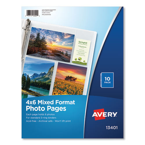 Avery® wholesale. AVERY Photo Storage Pages For Six 4 X 6 Mixed Format Photos, 3-hole Punched, 10-pack. HSD Wholesale: Janitorial Supplies, Breakroom Supplies, Office Supplies.