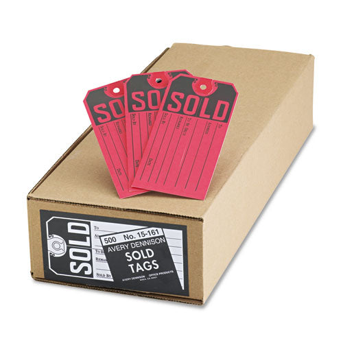 Avery® wholesale. AVERY Sold Tags, Paper, 4 3-4 X 2 3-8, Red-black, 500-box. HSD Wholesale: Janitorial Supplies, Breakroom Supplies, Office Supplies.