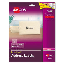 Load image into Gallery viewer, Avery® wholesale. AVERY Matte Clear Easy Peel Mailing Labels W- Sure Feed Technology, Laser Printers, 1 X 2.63, Clear, 30-sheet, 10 Sheets-pack. HSD Wholesale: Janitorial Supplies, Breakroom Supplies, Office Supplies.