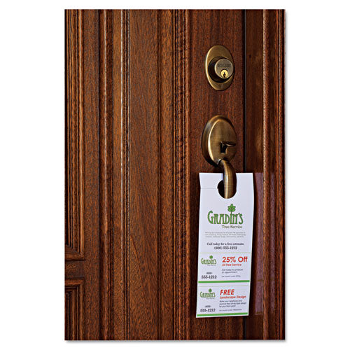 Avery® wholesale. AVERY Door Hanger With Tear-away Cards, 97 Bright, 65lb, 4.25 X 11, White, 2 Hangers-sheet, 40 Sheets-pack. HSD Wholesale: Janitorial Supplies, Breakroom Supplies, Office Supplies.