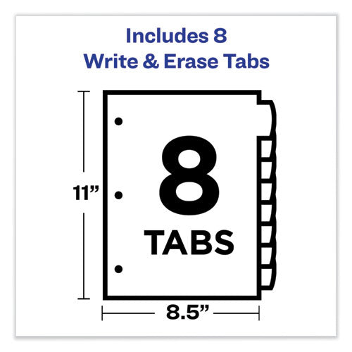 Avery® wholesale. AVERY Write And Erase Big Tab Durable Plastic Dividers, 3-hold Punched, 8-tab, 11 X 8.5, Assorted, 1 Set. HSD Wholesale: Janitorial Supplies, Breakroom Supplies, Office Supplies.