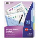 Avery® wholesale. AVERY Write And Erase Durable Plastic Dividers With Pocket, 3-hold Punched, 5-tab, 11.13 X 9.25, Assorted, 1 Set. HSD Wholesale: Janitorial Supplies, Breakroom Supplies, Office Supplies.
