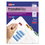 Avery® wholesale. AVERY Printable Plastic Tabs With Repositionable Adhesive, 1-5-cut Tabs, Assorted Colors, 1.25