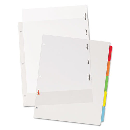 Avery® wholesale. AVERY Clear Easy View Plastic Dividers With Multicolored Tabs And Sheet Protector, 5-tab, 11 X 8.5, Clear, 1 Set. HSD Wholesale: Janitorial Supplies, Breakroom Supplies, Office Supplies.