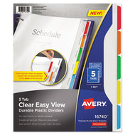 Avery® wholesale. AVERY Clear Easy View Plastic Dividers With Multicolored Tabs And Sheet Protector, 5-tab, 11 X 8.5, Clear, 1 Set. HSD Wholesale: Janitorial Supplies, Breakroom Supplies, Office Supplies.