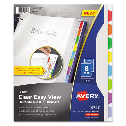 Avery® wholesale. AVERY Clear Easy View Plastic Dividers With Multicolored Tabs And Sheet Protector, 8-tab, 11 X 8.5, Clear, 1 Set. HSD Wholesale: Janitorial Supplies, Breakroom Supplies, Office Supplies.