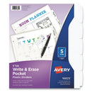 Avery® wholesale. AVERY Write And Erase Durable Plastic Dividers With Pocket, 5-tab, 11.13 X 9.25, White, 1 Set. HSD Wholesale: Janitorial Supplies, Breakroom Supplies, Office Supplies.