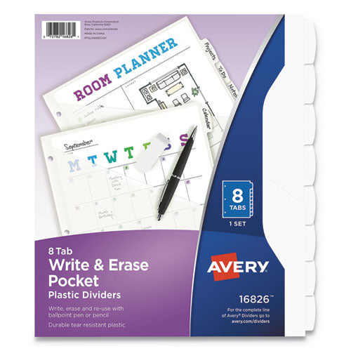 Avery® wholesale. AVERY Write And Erase Durable Plastic Dividers With Pocket, 8-tab, 11.13 X 9.25, White, 1 Set. HSD Wholesale: Janitorial Supplies, Breakroom Supplies, Office Supplies.