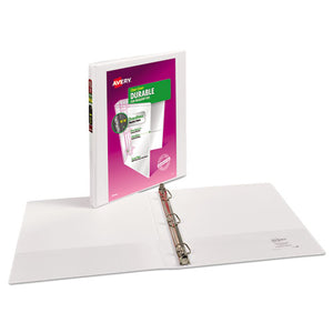 Avery® wholesale. AVERY Durable View Binder With Durahinge And Slant Rings, 3 Rings, 0.5" Capacity, 11 X 8.5, White. HSD Wholesale: Janitorial Supplies, Breakroom Supplies, Office Supplies.