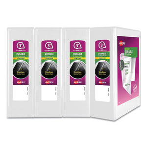 Avery® wholesale. AVERY Durable View Binder With Durahinge And Slant Rings, 3 Rings, 3" Capacity, 11 X 8.5, White, 4-pack. HSD Wholesale: Janitorial Supplies, Breakroom Supplies, Office Supplies.