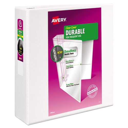 Avery® wholesale. AVERY Durable View Binder With Durahinge And Slant Rings, 3 Rings, 3" Capacity, 11 X 8.5, White. HSD Wholesale: Janitorial Supplies, Breakroom Supplies, Office Supplies.