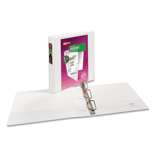 Avery® wholesale. AVERY Durable View Binder With Durahinge And Slant Rings, 3 Rings, 1.5" Capacity, 11 X 8.5, White, 4-pack. HSD Wholesale: Janitorial Supplies, Breakroom Supplies, Office Supplies.