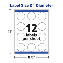 Load image into Gallery viewer, Avery® wholesale. AVERY Round Print-to-the Edge Labels With Sure Feed And Easy Peel, 2&quot; Dia, Glossy White, 120-pk. HSD Wholesale: Janitorial Supplies, Breakroom Supplies, Office Supplies.
